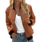 Bomber ceket, kadın, çiçekli, kısa bluz, mevsimlik ceket, gündelik, pilot ceketi, fermuarlı, dış giyim, kolej ceketi, hafif mont, sweat ceket, pilot ceketi, E-kahve, 4XL