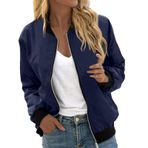 Bomber ceket, kadın, çiçekli, kısa bluz, mevsimlik ceket, gündelik, pilot ceketi, fermuarlı, dış giyim, kolej ceketi, hafif mont, sweat ceket, pilot ceketi, E-lacivert., XL
