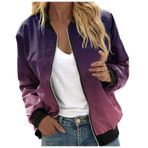 Bomber ceket, kadın, çiçekli, kısa bluz, mevsimlik ceket, gündelik, pilot ceketi, fermuarlı, dış giyim, kolej ceketi, hafif mont, sweat ceket, pilot ceketi, F-Lila, M