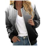 Bomber ceket, kadın, çiçekli, kısa bluz, mevsimlik ceket, gündelik, pilot ceketi, fermuarlı, dış giyim, kolej ceketi, hafif mont, sweat ceket, pilot ceketi, H-siyah, XL