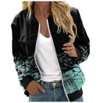 Bomber ceket, kadın, çiçekli, kısa bluz, mevsimlik ceket, gündelik, pilot ceketi, fermuarlı, dış giyim, kolej ceketi, hafif mont, sweat ceket, pilot ceketi, H-yeşil, M