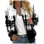 Bomber ceket, kadın, çiçekli, kısa bluz, mevsimlik ceket, gündelik, pilot ceketi, fermuarlı, dış giyim, kolej ceketi, hafif mont, sweat ceket, pilot ceketi, J-beyaz, S