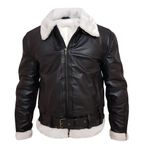 Bomber Royal Shearling Beyaz Kürk Uçan Havacı Siyah Tasarımcı Erkekler için Gerçek Deri Ceket, siyah, M