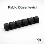 Bombyx Kablo Düzenleyici Kablo Tutucu SERT PLASTİK Yapışkanlı Özellikli Kablo Sabitleyici - Siyah