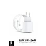 BOMER 20W HIZLI ŞARJ ALETİ SETİ IPHONE 11 12 13 PRO PRO MAX 14 PRO PRO MAX UYUMLU ADAPTÖR VE KABLO
