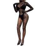 Bommi Fairy Kadınlar için leopar dantel tulum bodycon deniz çılgın kıyafetler bayanlar için gece kulübü tek parça Bodysuit, Siyah, XS-XXL