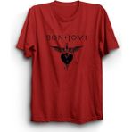 Bon Jovi, Yazı Logo, Rock Metal Grup Tişörtü - Kırmızı - 3XL