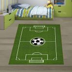 Bona Fortuna Futbol Sahası Futbol Topu Desen Dijital Baskı Yıkanabilir Kaymaz Taban Çocuk Odası Halısı - 180 x 300 cm - Yeşil