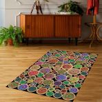 Bona Fortuna Jüt Hasır Kilim Görünümlü Dijital Baskılı Kaymaz Taban Yıkanabilir Modern Salon Halısı ve Yolluk - 120 x 120 cm - Renkli