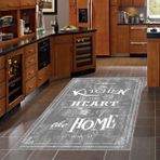 Bona Fortuna Kitchen Desenli Dijital Baskılı Kaymaz Taban Yıkanabilir Leke Tutmaz Mutfak Halısı - 60 x 200 cm - Gri