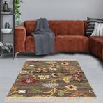 Bona Fortuna Osmanlı Motifi Çiçek Desen Dijital Baskı Yıkanabilir Modern Salon Halısı ve Yollu - 80 x 400 cm - Kahverengi
