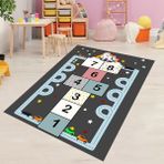 Bona Fortuna Sek Sek Oyun Halısı Dijital Baskılı Kaymaz Taban Yıkanabilir Çocuk Odası Halısı - 120 x 120 cm - Gri