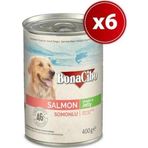 BonaCibo Somonlu Yetişkin 6x400 gr Köpek Konserve Yaş Mama