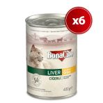 Bonacibo Soslu Ciğerli Yetişkin Kedi Konservesi 400 Gr X 6 Adet - Doğal İçerikli Islak Mama