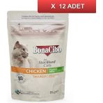 BonaCibo Soslu Tavuklu Pouch 12x85 gr Kısırlaştırılmış Yetişkin Kedi Yaş Maması