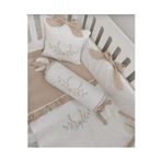 Bonaluna Kids Living Concept Bonaluna deluxe %100 pamuklu nakışlı 3 parça pike , şeker yastık, fiyonklu yastık seti bej