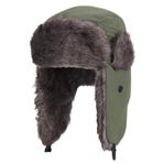 Bonbela Trapper Şapka Kulak Kapaklı Kalın Yumuşak Sahte Kürk Kış Kulaklığı Polar Astarlı Şapkalar Lei Feng Şapka Unisex Su Geçirmez Kış Avcılık Şapka (Ordu yeşili)