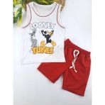 Bonboner Kids Erkek Çocuk Şort Sıfır Kol Tişort Ikili Takım Looney Tunes Baskılı Kırmızı Mavi Renk - 5 Yaş - 00Kırmızı