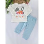 Bonboner Kids Kız Bebek / Çocuk Ikili Gündelik / Eşofman / Pijama Takımı Tavşan Baskılı - 1 Yaş - Açık - Turkuaz
