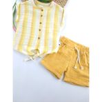 Bonboner Kids Kız Çocuk Crop Bağlamalı Gömlek Şort Ikili Takım Müslin Kumaş Sarı Renk - 5 Yaş