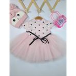 Bonboner Kids Kız Çocuk Tüllü Gündelik Elbise (Bere ve Çanta Dekor Amaçlıdır) - 6 Ay - 01P-Pembe