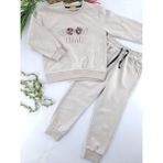 Bonboner Kids Kız Erkek Çocuk Unisex Eşofman Takımı Bel Paça Lastikli Cepli Premium Kalite - 6 - 7 Yaş - 001-Krem
