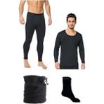 Bonbonetti Chocolate Baby&Kids Bonbonetti Erkek Termal Alt Üst Takım Polar Boyunluk Bere ve Termal Çorap Set - XL - Siyah
