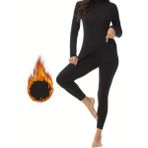 Bonbonetti Kadın Termal Yüksek Bel Tayt Içlik Termal Üst Body Siyah Kadın Termal Takım - 4XL