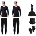 Bonbonetti Lüx Siyah Termal Içlik Takımı Asker Seti Polar Bere Boyunluk Eldiven Termal Çorap Seti - 2XL