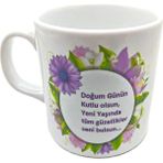 Boncadas Porselen Kupa Bardak (Doğum Günü Temalı - Beyaz