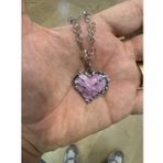 Boncuk Pembe Zincir Üzerine Kalp Pembe Gotik Kadın Kolye