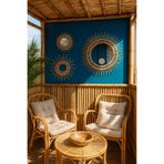 Boncukafası Bambu Ayna Set 50x35x25 Bohem Ayna Dekor Duvar Aynası Konsol Aynası Dekoratif Ayna Çocuk Odası