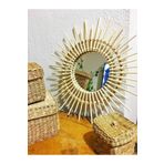 Boncukafası Çiçek Bambu Ayna 35 Cm Duvar Aynası Konsol Aynası Dekoratif Ayna Çocuk Odası