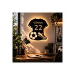 Boncukafası Kişiye Özel İsimli 40 cm LED Işıklı Futbol Temalı Duvar Dekoru – Erkek & Genç Odası Forma Tasarım
