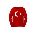 BoncukAVM Uzun Kollu Ay Yıldızlı Türk Bayrağı Tişörtü