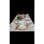 Bone China 90 Parça Porselen Yemek Takımı Pretty Gold - Retro Dizayn, Zarif Sofralar