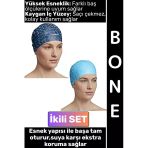 #Bone Konforlu Esnek Yumuşak Havuz Deniz Yüzme Kaygan İç Yüzey Şık Su Geçirmez Saç Bonesi İkili Set