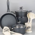 Bonera 13 Parça Granit Set 18-20-26 cm Tencere + 26 Tava + 6 Parça Kaşık Set