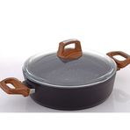 Bonera 26 cm Ahşap Desenli Bakalit Kulplu Vogue Granit Karnıyarık Tenceresi