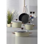 Bonera Diana 7 Parça Keten Gri & Titanyum Rose Gold Kulp Tencere & Tava Setı - 20-24-26 CM