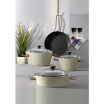 Bonera Diana 7 Parça Keten Gri & Titanyum Rose Gold Kulp Tencere & Tava Seti