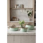 Bonera Emaye Vintage Güveç 6 Parça Tencere Seti (16-20-22 Cm) Su Yeşili