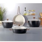 Bonera Florenza 7 Parça 20-24-26 cm Siyah Granit Tencere Tava Seti