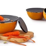 Bonera Hardal Sarısı Emaye 8 Parça Rende & Karıştırma Kabı Seti