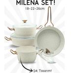 Bonera Milena 7 Parça Kar Beyazı Granit Tencere Tava Seti