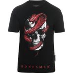 Bonesmen Yuvarlak Yaka Siyah Kadın T-shirt