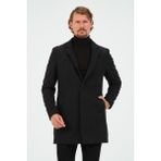 Bonesti Erkek Dar Kalıp Slim Fit Siyah Kaşe Kaban, Mont - 46