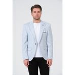 Bonesti Erkek Slim Fit Blazer Ceket Beyaz Mavi Nokta Desenli - 56 - 6 Drop - Beyaz - Açık Mavi