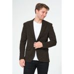 Bonesti Erkek Slim Fit Blazer Ceket Kahve Beyaz - 52 - 6 Drop - Kahverengi - Beyaz