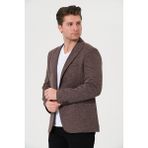 Bonesti Erkek Slim Fit Blazer Ceket Kahverengi Kırçıllı - 46 - 6 Drop - Kahverengi - Kırçıllı